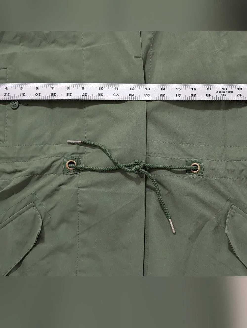 Lands End Women Army Green Hooded Trench Chore Coat Jacket Size Large NWT Roomy - Picture 4 of 12
